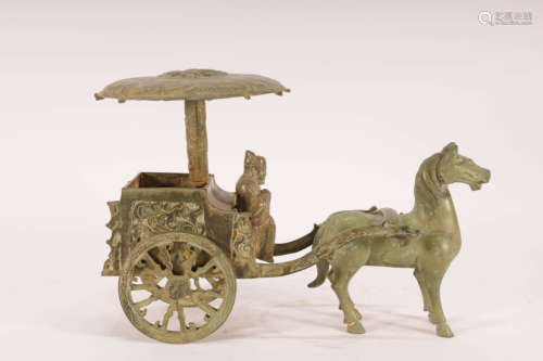 A Delicate Bronze Horse-drawn Cart