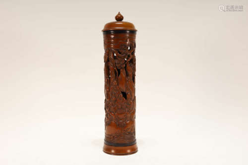 A Gorgeous Boxwood-carved 'Character' Incense Tube