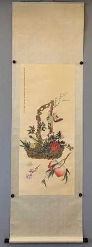 Mei Lanfang, Chinese Longevity Paper Painting Scroll