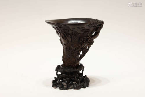 An Exquisite Eaglewood 'Landscape and Character' Cup