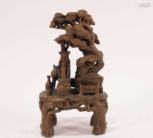 A Fine Eagle wood-carved 'Three Furnaces' Statue