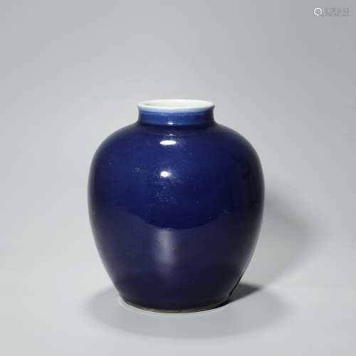 清中期 霁蓝釉太白罐