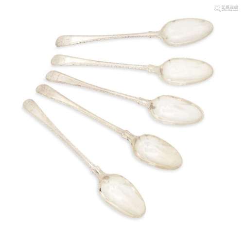 A set of five George III silver spoons, London, c.1769 John ...