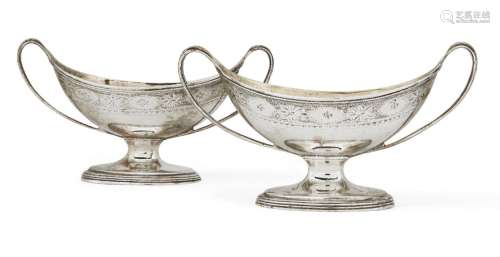 A pair of George III twin-handled silver salts, London, c.17...