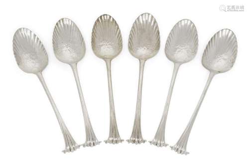 A set of six George III berry spoons, London, c.1780, Hester...