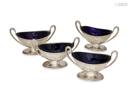 A set of four William IV silver salts, London, c.1835, maker...