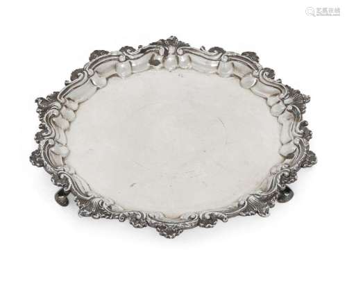 A William IV silver salver, London, c.1830, J. E. Terrey, of...