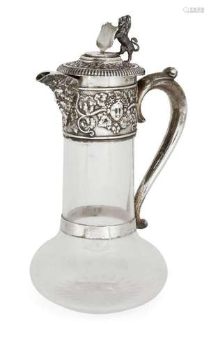 A late Victorian silver mounted glass decanter, London, c.19...