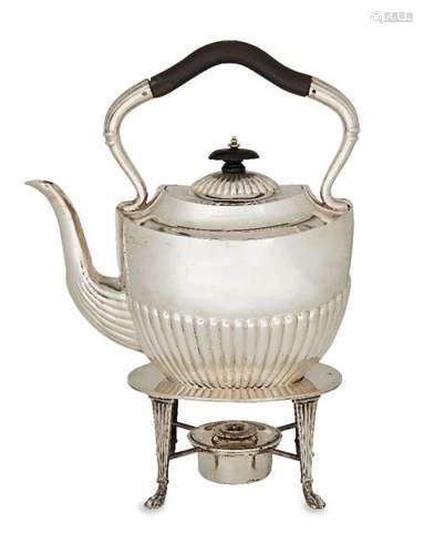 An Edwardian silver tea kettle and stand, Sheffield, c.1906,...