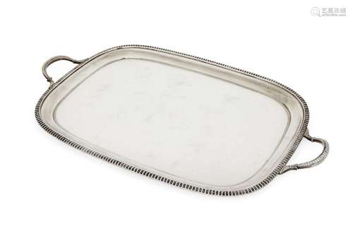 A large George V silver tray, Sheffield, c.1919, Martin Hall...