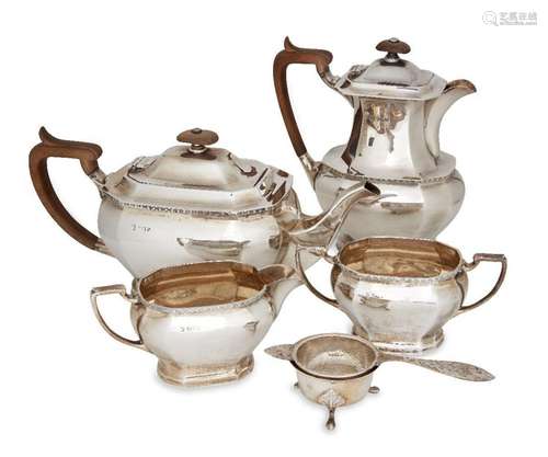 A four piece silver tea set, Sheffield, c.1960, Cooper Broth...