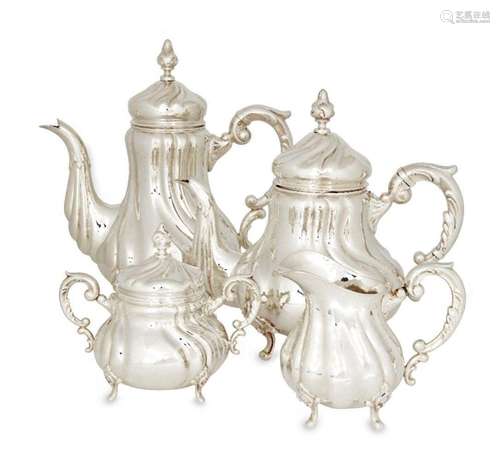 A German silver four piece tea service, by Emil Hermann, Wal...