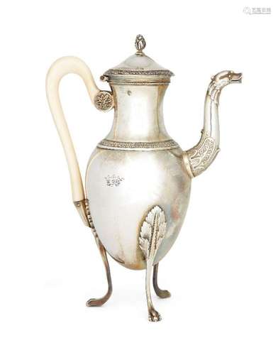 A French silver 'egoiste' coffee pot, Paris, Tetar...