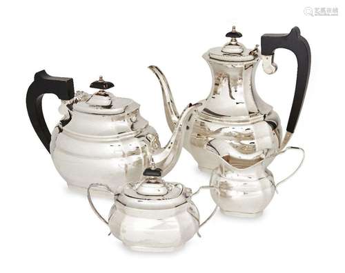 An Italian four piece tea service, by Greggio, Padua, stampe...