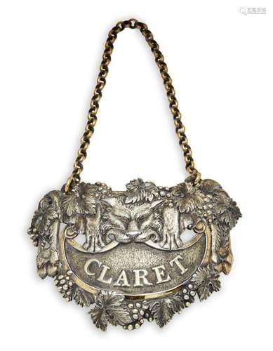 A Regency 'lion's pelt' decanter label, by Pa...