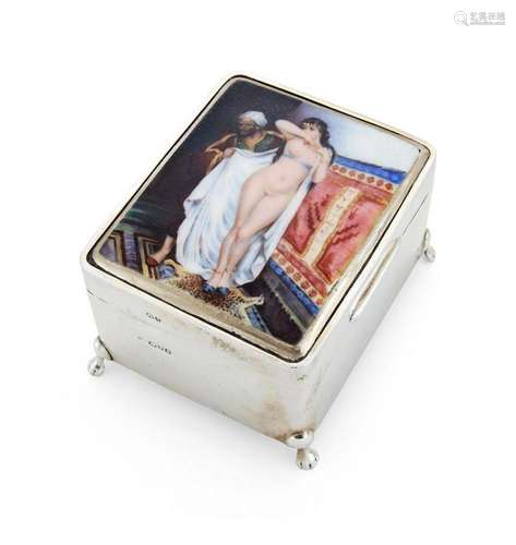 An enamelled silver cigarette box, Chester, c.1926, probably...