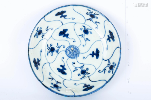 20TH CENTURY BLUE AND WHITE PATTERN PLATE