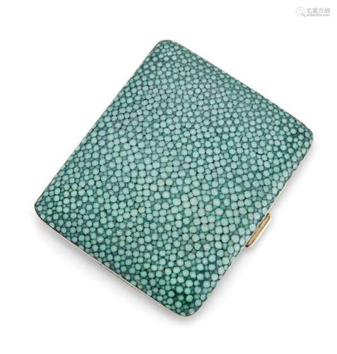 A shagreen mounted silver cigarette case, London, c.1935, M&...