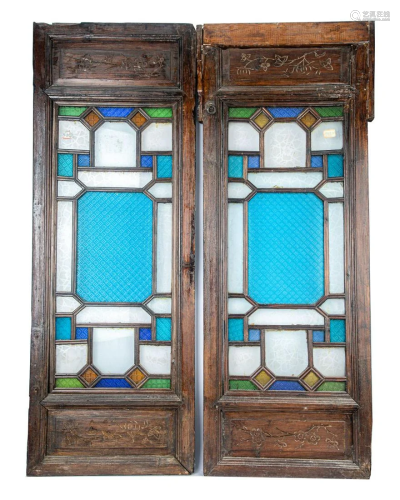 REPUBLIC OF CHINA A PAIR OF WOODEN WINDOWS