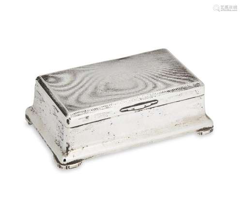 A George V Art Deco silver cigarette box, Birmingham, c.1933...