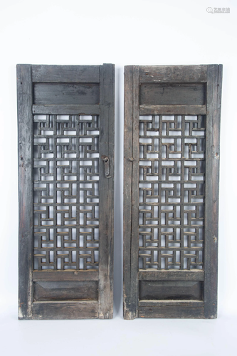 REPUBLIC OF CHINA A PAIR OF WOODEN WINDOWS