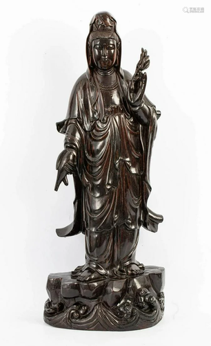 20TH CENTURY ROSEWOOD JING SHUI GUAN YIN.