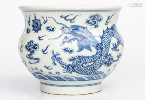 LATE QING DYNASTY DRAGON PATTERN POT