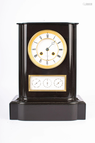 A LATE 19TH CENTURY FRENCH BLACK MARBLE CLOCK WITH