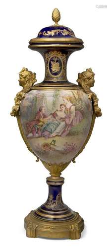 A large gilt-bronze mounted Sevres style baluster vase and c...