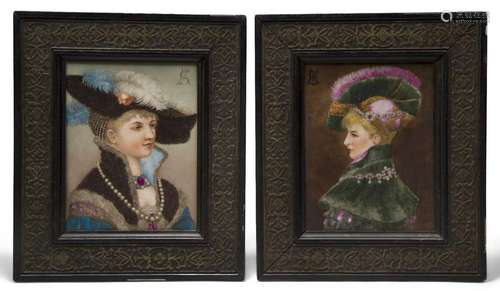 A pair of continental porcelain portrait plaques, late 19th ...