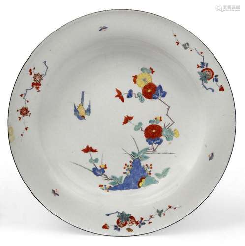 A Meissen large Kakiemon dish, c.1730, blue crossed sword ma...