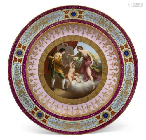 A large Vienna-style porcelain cabinet plate, late 19th/earl...