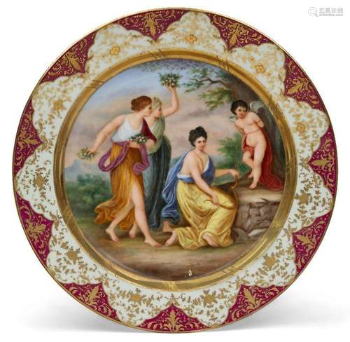 A large Vienna-style porcelain cabinet plate, late 19th/earl...