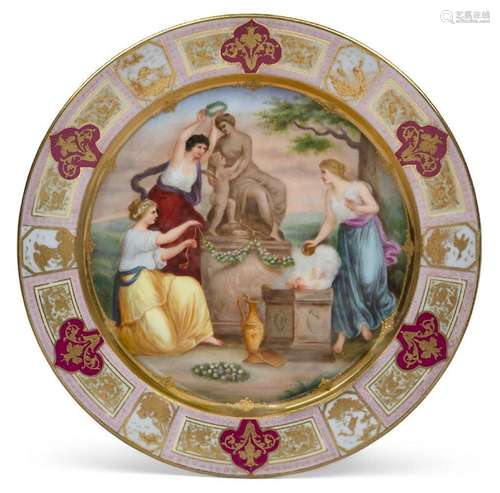 A large Vienna-style porcelain cabinet plate, late 19th/earl...