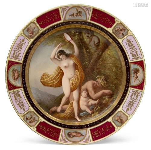 A large Vienna-style porcelain cabinet plate, late 19th/earl...