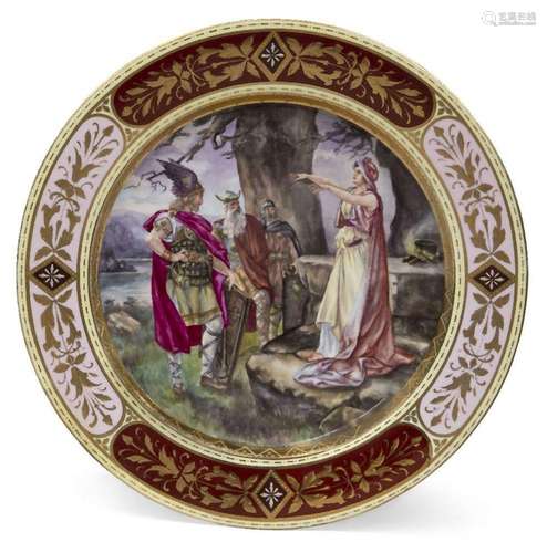 A large Vienna-style porcelain cabinet plate, late 19th/earl...