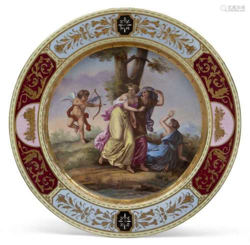 A large Vienna-style porcelain cabinet plate, late 19th/earl...