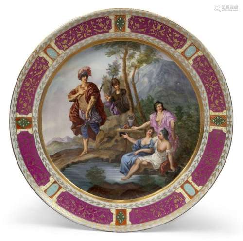 A large Vienna-style porcelain cabinet plate, late 19th/earl...