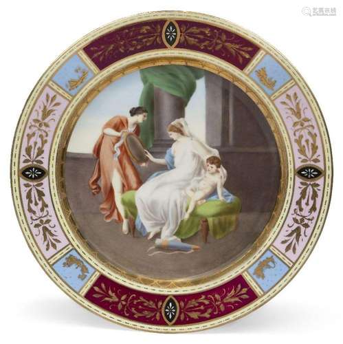 A large Vienna-style porcelain cabinet plate, 20th century, ...