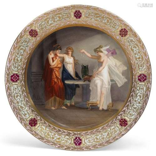 A large Vienna-style porcelain cabinet plate, early 20th cen...