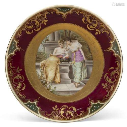 A large Vienna-style porcelain cabinet plate, early 20th cen...