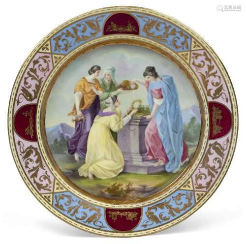 A large Vienna-style porcelain cabinet plate, early 20th cen...