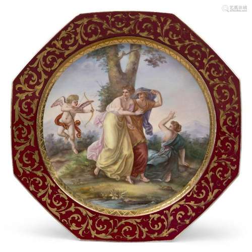 A large Vienna-style porcelain cabinet plate, late 19th/earl...