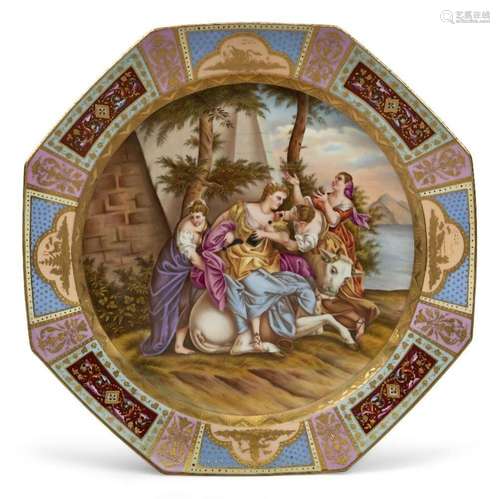 A large Vienna-style porcelain cabinet plate, late 19th/earl...