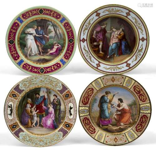 Four Vienna-style porcelain cabinet plates, late 19th/early ...