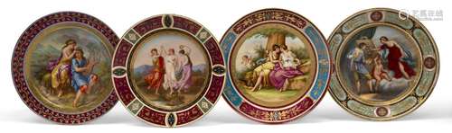 Four Vienna-style porcelain cabinet plates, late 19th/early ...