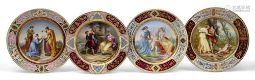 Four Vienna-style porcelain cabinet plates, late 19th/early ...