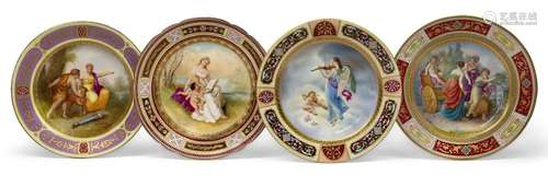 Four Vienna-style porcelain cabinet plates, late 19th/20th c...