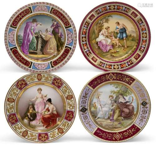 Four Vienna-style porcelain cabinet plates, late 19th/early ...