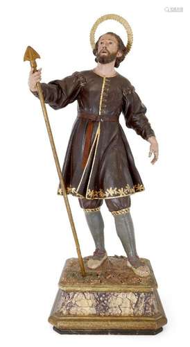 A Spanish gilt and polychromed wood model of Saint Isidore t...